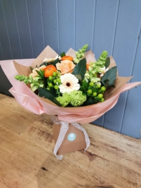 Peaches and Cream Hand tied bouquet